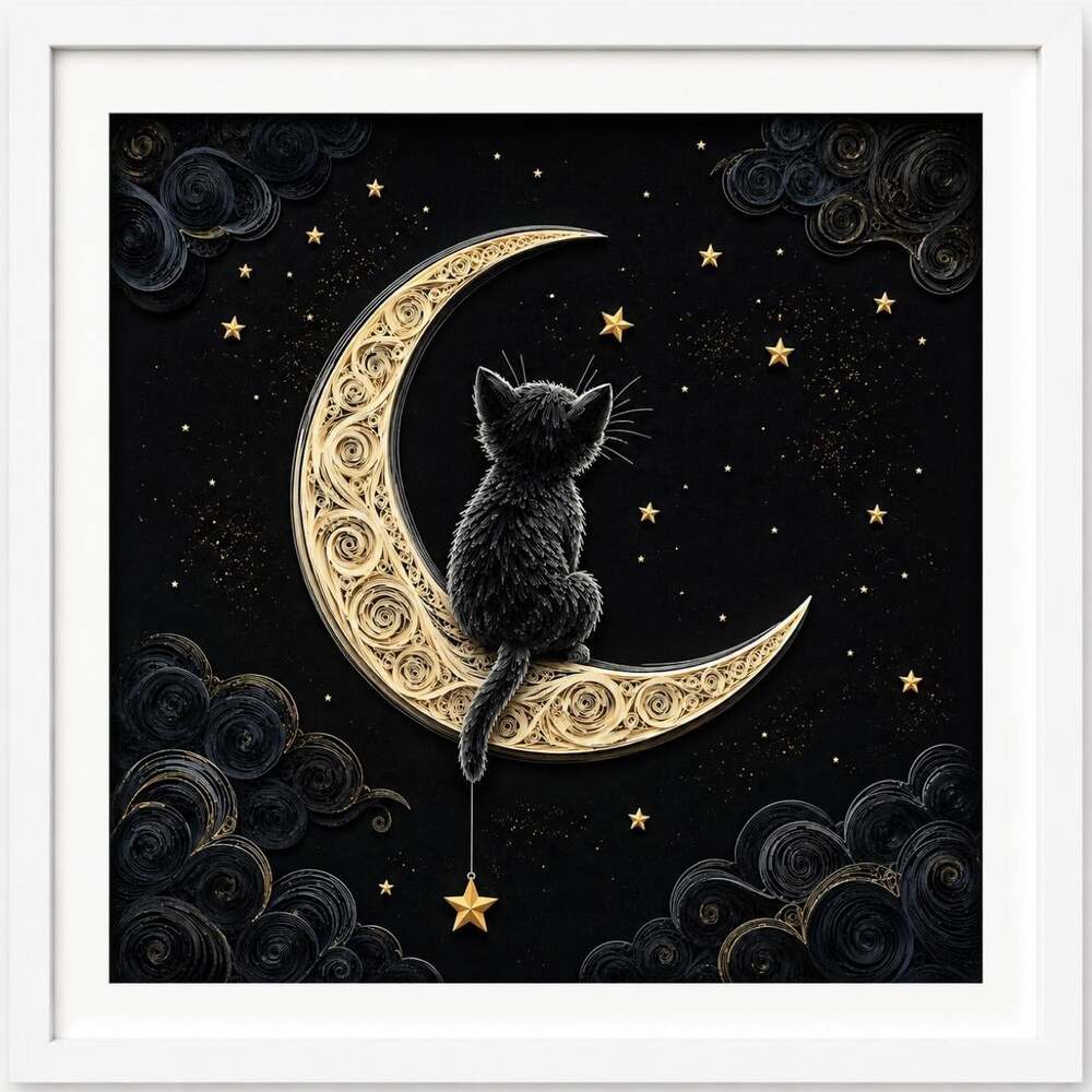 8 X 8 Framed Black Cat A 528